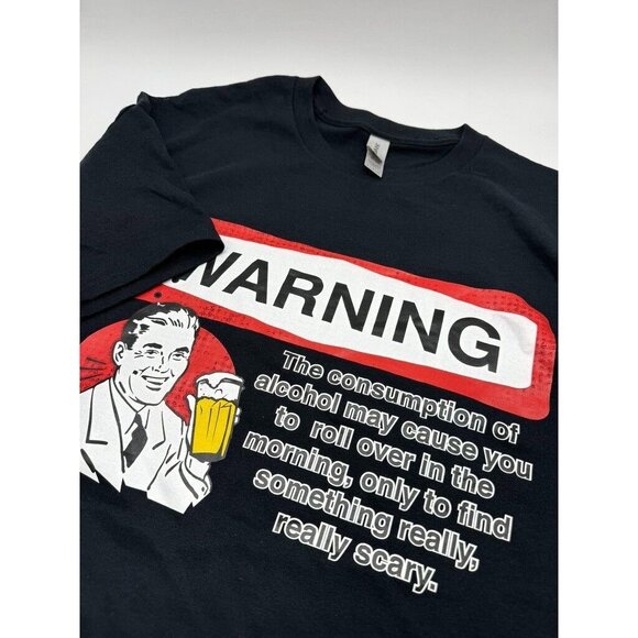 WARNING YOU MAY REGRET DRINKING BOOZE ALCOHOL BEER IN THE MORNING‎ T-SHIRT  XL - Picture 1 of 7